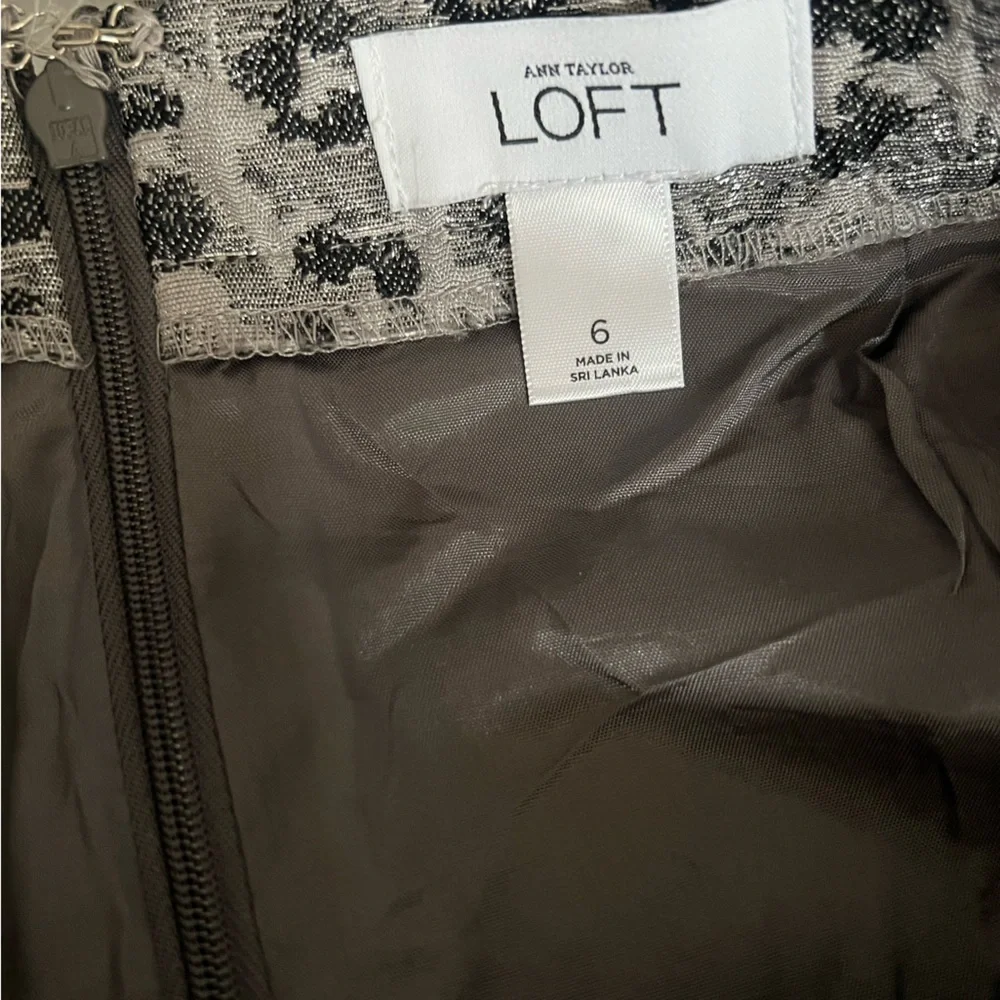 LOFT Black and Gray Animal Print Skirt